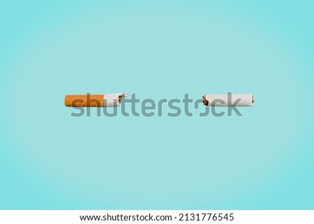 Anti smoking concept message with broken cigarette to give up smoking tobacco