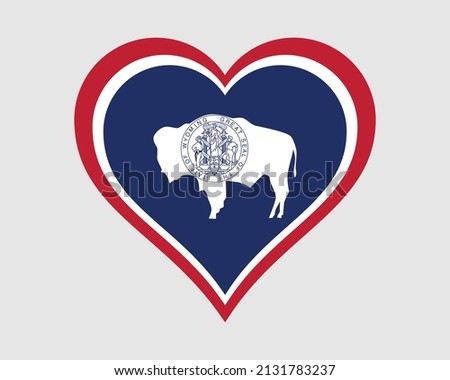 Wyoming USA Heart Flag. WY US Love Shape State Flag. Equality State United States of America Banner Icon Sign Symbol Clipart. EPS Vector Illustration.