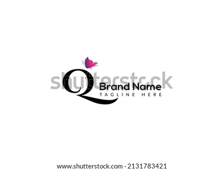 Abstract Q letter modern initial butterfly lettermarks logo design