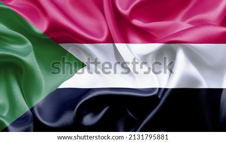 sudan close up of white textured cloth background flag waving Celebration, Beautifully waving flag Close up of flag.