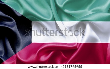 Kuwait close up of white textured cloth background flag waving Celebration, Beautifully waving flag Close up of flag.