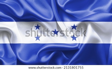 Honduras close up of white textured cloth background flag waving Celebration, Beautifully waving flag Close up of flag.