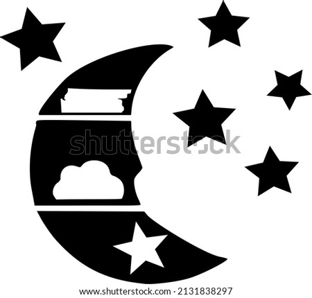 Black crescent with stars for kids' room