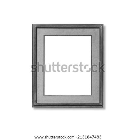 grey wooden frame isolated on white background with clipping path