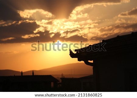 House silhouette at sunset. (Konya, Turkey)