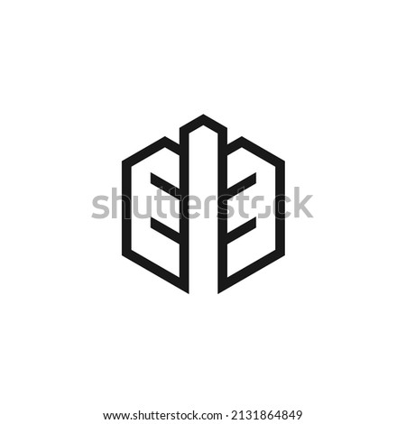 Simple Tree Hexagon Vector Icon Logo Design