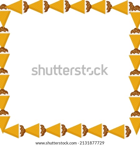 Ice cream cone frame on a white background 