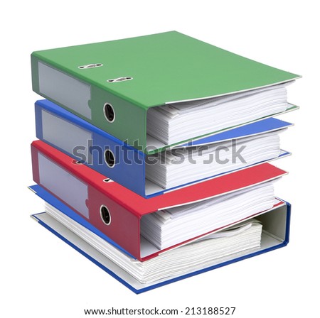 Colorful office folders on a white background