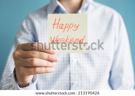 Picture icon happy weekend in hand