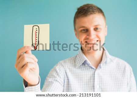 Picture icon thermometer in hand