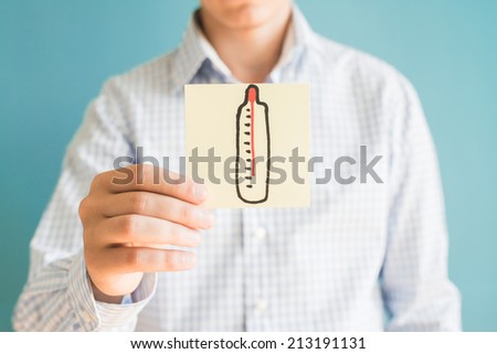Picture icon thermometer in hand