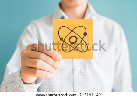 Picture icon atom in the hand