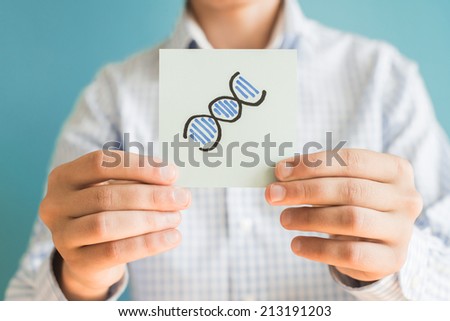 Picture icon in the hand Image of DNA strand