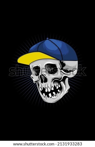 Skull with light and hat vector illustration
