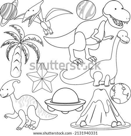 A Set of Doodle dinosaur theme illustration