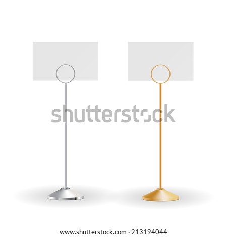 Two blank metal card holders isolated  on white background, vector illustration