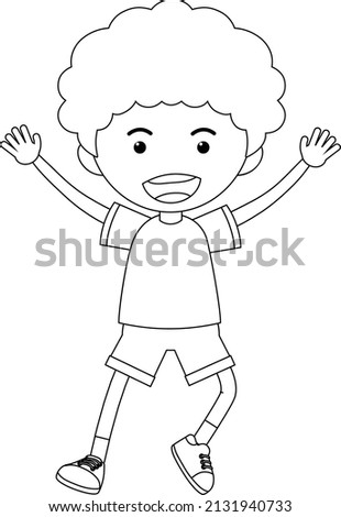 A boy black and white doodle character illustration