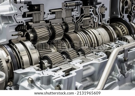 Transmission Cross Section, Automotive Transmission with Sprocket and Bearing Mechanism for Commercial Trucks, Trucks and Construction Vehicles Royalty-Free Stock Photo #2131965609