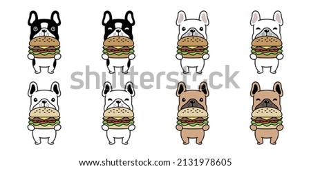 dog vector french bulldog icon hamburger food puppy character cartoon pet symbol stamp tattoo isolated scarf illustration design clip art