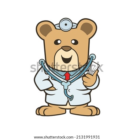 bear doctor character mascot logo vector