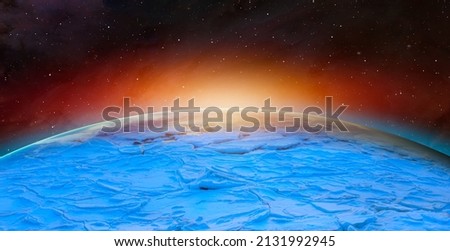 New ice age and Earth covered with snow "Elements of this image furnished by NASA"