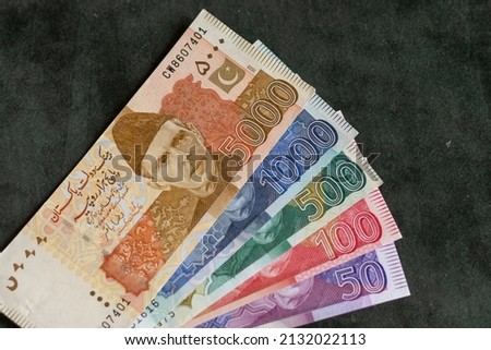 Banknotes set of Pakistani currency Royalty-Free Stock Photo #2132022113