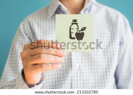 Picture icon apple and a bottle in his hand