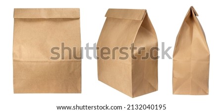 Brown paper bag isolated on white background with clipping path Royalty-Free Stock Photo #2132040195