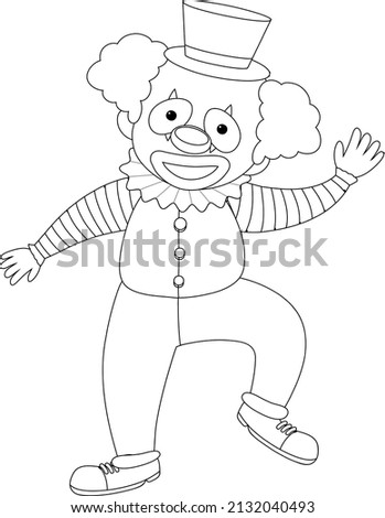Clown doodle outline for colouring illustration