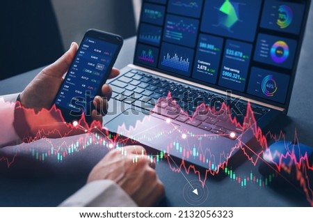 Economic crisis that will affect the world in 2022 after Russia invasion of Ukraine. Bankruptcy and declining stocks Royalty-Free Stock Photo #2132056323