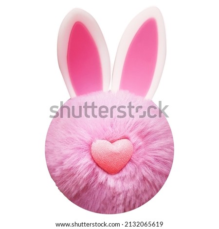 Pink rabbit bunny toy isolat. Symbol Happy Easter Flat lay