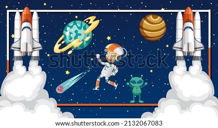 Space element template in space background illustration