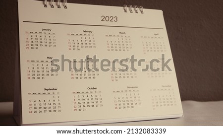 Page calendar 2023 in  planning concept dark tone.