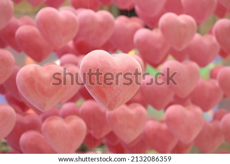Ornament with many big pink hearts for St. Valentine's Day, Day of all lovers. Art with many big pink hearts. Background, backdrop with many big hearts. Pink heart. Love and heart. Decor with heart