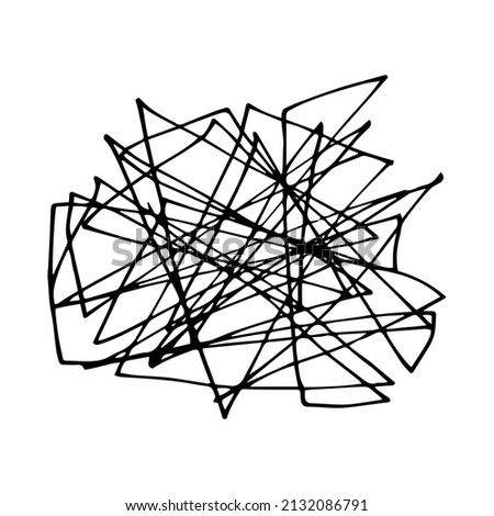 Hand drawn doodle abstract tangled scribble. Vector random chaotic lines.