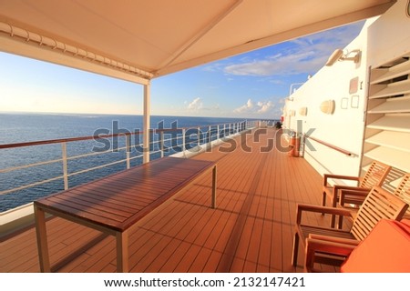 On the top of a cruise ship deck in Moorea