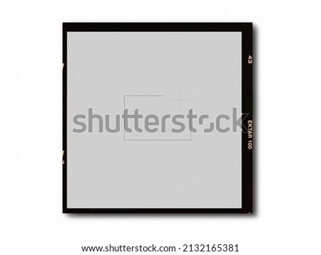 empty black 120mm film frame or border on white background Royalty-Free Stock Photo #2132165381