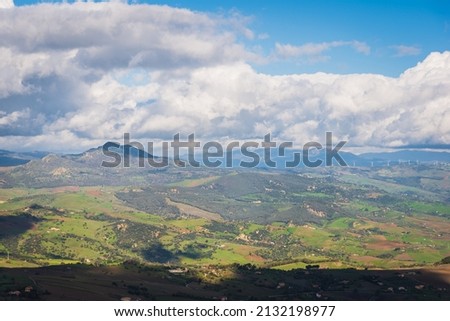 Panorama from Lombardia Castle in Enna, Sicily, Italy, Europe