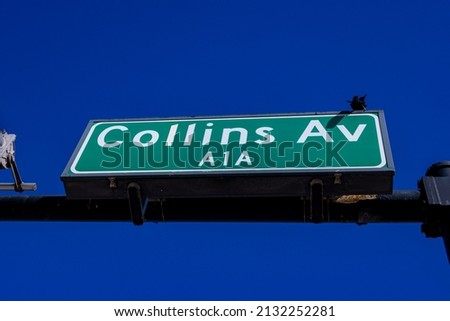 Famous Collins Avenue - street sign in Miami Beach