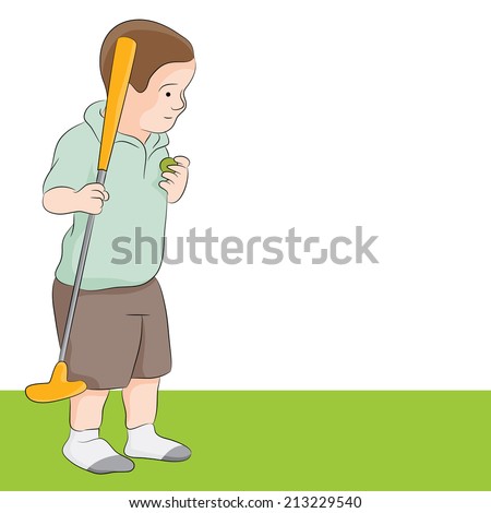An image of a child playing golf.