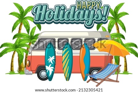 Happy holiday icon with travel element illustration