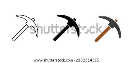 Color mining pickaxe, vector icon set. Mining cryptocurrency symbol Royalty-Free Stock Photo #2132314315