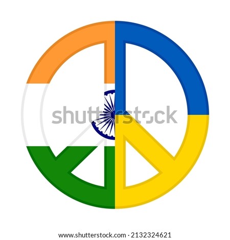 peace icon with india and ukraine flags. vector illustration isolated on white background