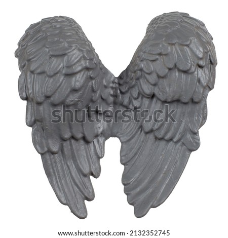 still life image of angel wings on white background