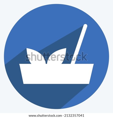 Joss Sticks Icon in trendy long shadow style isolated on soft blue background