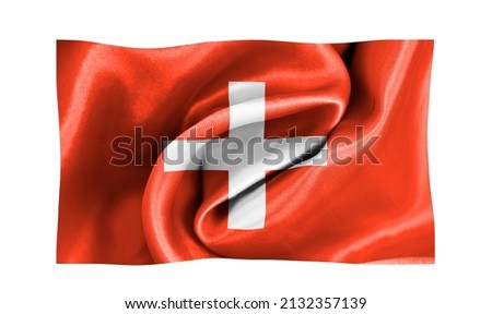 Swiss flag silk closeup background