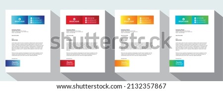 Professional Abstract corporate Letterhead template Design for Advertising Company Profile Layout, Letterhead Design Simple, And Clean Print-ready with Red, Orange, Blue and Green CMYK Color 25