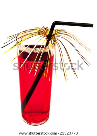 decorated red cocktail against the white background