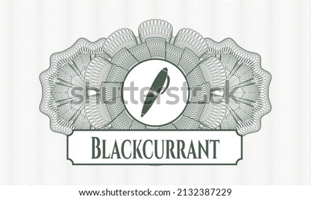 Green linear rosette. Vector Illustration. Detailed with pen icon and Blackcurrant text inside