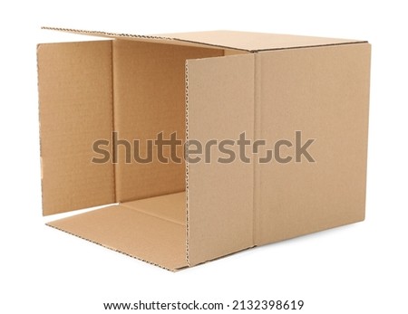 Empty open cardboard box isolated on white
